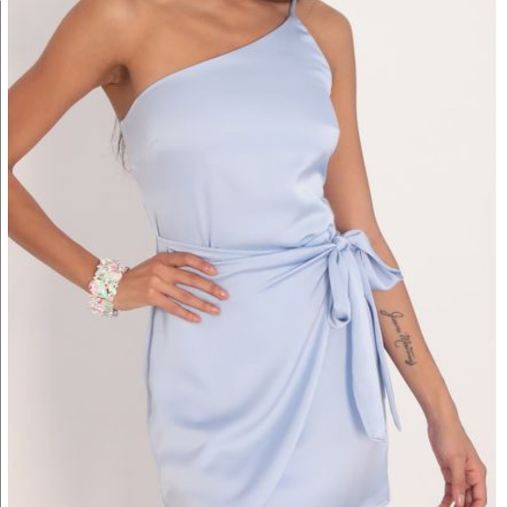 Baby Blue One Shoulder Dress